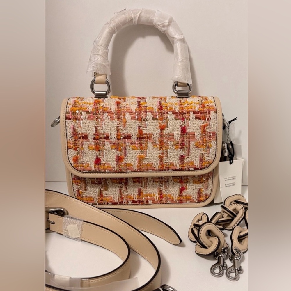 Authentic Coach Rogue Top Handle Bag – Cream Tweed & Leather | BNWT